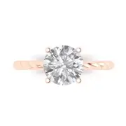 2.2 Round Rope Knot Clear Stone Bridal Anniversary Engagement Ring 14k Rose Gold