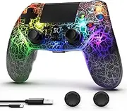 Controller per PS4 Wireless Joystick Controller LED per Playstation 4/Pro/Slim con retroilluminazione RGB regolabile, Batteria da 1000 mAh, sensore di movimento Dual Shock a 6 ass, cuffie da 3,5 mm