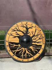 Wooden Viking Tree Design Authentic Battle-Worn Norse Mythology Viking Shield