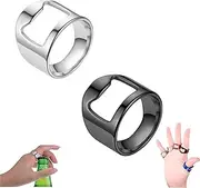 Bartender Ring - Bartender Ring Bottle Opener, Bottle Opener Ring Stainless Steel, 3pcs Bartender Ring Bottle Opener, Bartender Can Opener Ring, Ring Bottle Opener for Bartenders (2pcs A)
