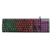 Rainbow RGB Membrane Gaming Wired Keyboard 104 Keys Full-Size ABS Backlight Modes-Black