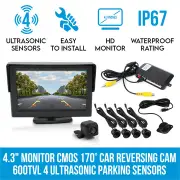 Elinz 4.3" Monitor CMOS 170 Degrees Car Reversing Camera 600TVL 4 Ultrasonic Parking Sensors