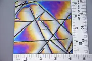 4" x 4" CHOPSTIX TEXTURE ON BLACK IRIDIZED BULLSEYE 3mm THICK GLASS 90 COE