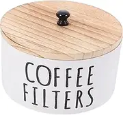 Gatuida Coffee Filter Holder with Lid Rustic Storage Container Capacity Coffee Filter Organizer Multifunctional Canister Charming Farmhouse Aesthetic