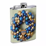 Hanukkah D6 8oz Stainless Steel Hip Flask
