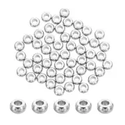 50 Pcs Stainless Steel Spacer Beads, 3mm Flat Round Metal Heishi Bead, Silver