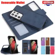 For Samsung S23 S22 S21 Ultra FE Note20 Case Removable Leather Flip Wallet Cover