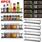 8pcs Wall Mount Kitchen Spice Rack Cabinet Shelves Jar Bottle Storage Organizer
