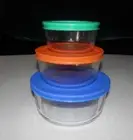 Pyrex Simply Store 6-Piece Glass Food Storage Container Set 1, 2, 4 Cup Lids NEW
