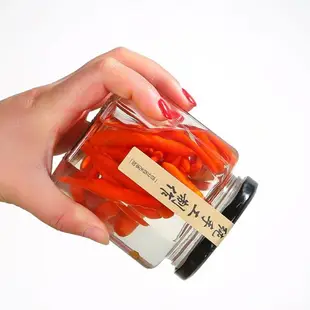 六棱玻璃瓶辣椒儲物罐六角蜂蜜果醬菜密封罐頭瓶子食品包裝瓶帶蓋
