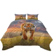 Cool Wildlife Animal Art Rising Sun Tiger Coverlet