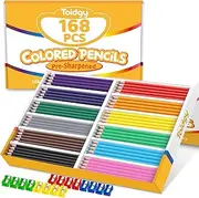 168 Packs Colored Pencils Bulk Classroom, Colored Pencils for Kids 12 Assorted Colors, Coloring Pencil Set Plus 16 Sharpeners, Pre-sharpened Color Pencil, Back to School Supplies Bulk for Teachers