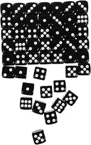 JOINPAYA 50pcs Acrylic Dice Game Toy 14mm Black 6 Sided Dice Set for Board Game Party Favor