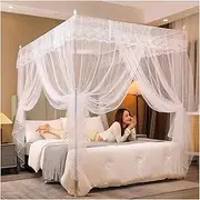 Princess Bed Canopy with 3 Entry Design,Elegant Lightweight Polyester Sheer Curtains for Girls and Adults, Without Stand Dreamy Bedroom Decor(White,120 * 200cm)