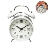 Alarm clock with metal bell - White