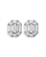 Swarovski Lucent Crystal Octagon Clip On Drop Earrings in Rhodium Plated