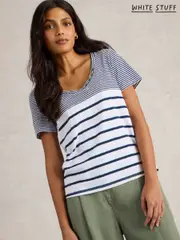 White Stuff Blue Nadia Short Sleeve T-Shirt (F48320) | $68