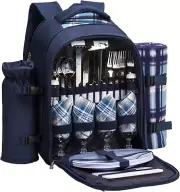 New w/Tags Apollo Walker Picnic Backpack Set of 4 w/Cooler Compartment & Blanket