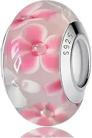 [TIFVGEV] Original Murano Glass Charms for Pandora Bracelets, Authentic 925 Sterling Silver Charms for Bracelets, Murano Flowers Charms, Glass Beads fit Pandora Style Bracelet for Women