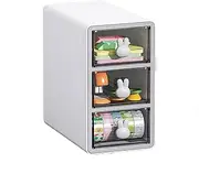 AIMALL Cartoon Rabbit Transparent Desktop Storage Box, Small Plastic Drawer Organizer, Multi-Compartment Desk Box for Stationery Storage