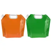 2Pcs 5L Collapsible Water Container Bag Plastic Storage Jug Bag Green Orange