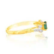9ct Yellow Gold 0.26 Created Emerald & 14Cubic Zirconia Ring, N