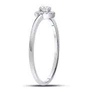 14k White Gold Round Diamond Solitaire Stackable Band Ring 1/5 Cttw