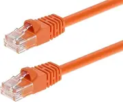 Monoprice Cat5e Ethernet Patch Cable - Network Internet Cord - RJ45, Stranded, 350Mhz, UTP, Pure Bare Copper Wire, 24AWG, 7ft, Orange
