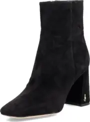 Sam Edelman Codie Black Suede Side Zipper Squared Toe Block Heel Fashion Boots