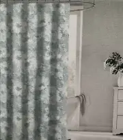 Le Printemps White & Blue Floral Fabric Shower Curtain 72" x 72" NIP