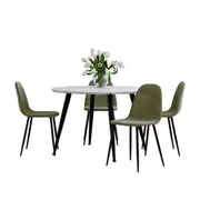 Eugene Table with 4 Halsa Chairs Dining Set Olive