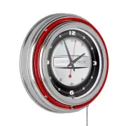 Unbranded Camaro Red Lighted Analog Neon Clock 14.5" Round Quartz Plug-In Red