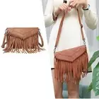 NEW brown boho retro style crossbody fringe vegan leather purse bag handbag B18