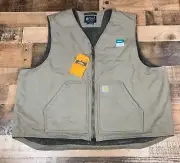 Carhartt Vest Men 2XL Driftwood Washed Duck Sherpa Lined Relaxed Fit Full Zip