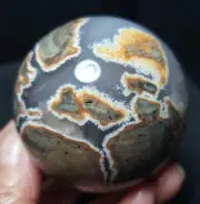 TOP 295.9G Natural Polished Football Agate Crystal Sphere Ball Healing WD705