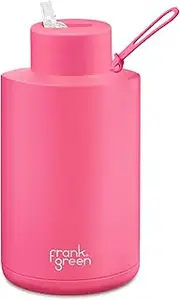 Frank Green frank green Ceramic Reusable Bottle with Straw Lid, 68oz Capacity (Neon Pink)