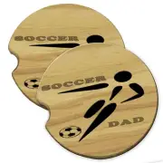 Soccer Dad Wood Car Coaster Gift Set fit Car & Truck Cup Holder