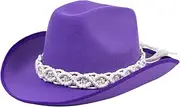SUXINRY Cowboy Hat Fedoras with Braided Belt Wide Brimmed Hat for Women Man Casual Wear Western Fedoras Man Women Wear