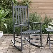 Rocking Chairs with Curved Seats 2 pcs Grey Solid Wood Poplar,Outdoor Rocking Chair Durable Wooden Rocking Chair with High Back for Patio, Balcony, Garden Living Room Furniture