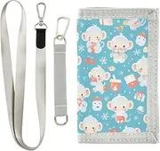 [Yoogain] Cartoon Monkey Milk White Chritmas Blue card holder wallet for men for woman minimalist wallet with lanyard, cartoon Monkey Milk white Chritmas blue, 1 size, Fashion