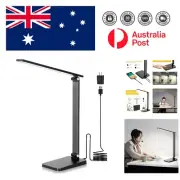 Elegant LED Desk Lamp with USB Port - Dimmable Eye Protection Light, Black