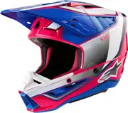 Alpinestars S-M5 Sail 2024 Motocross Helmet, white-pink-blue, Size 2XL for Men White Pink Blue