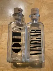 Vintage 1970’s glass oil and vinegar bottles, New Old Stock, Unused