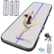 Inflatable Gymnastics Mat, 10ft x 3.3ft x 4inch(3m x 1m x 10cm) Black Purple