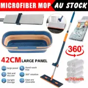 42CM Mop 360° Rotating Wet Cleaning Magic Self Wringing Mop Foldable Bucket-