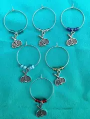Beautiful 6-Piece Wine Glass Tennis Charm Set - multi-colored wine glass markers