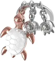 O meta[l]morphose Metalmorphose MTM195-01 Key Ring Turtle with 2 Babies Silver and Gold Small Unique, Silver and gold., S, Unique