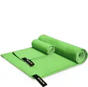 2 Pack Microfiber Towel for Camping Backpacking Gym Beach Swimming Yoga,Green