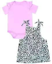 Earth By Art Eden Baby 2-Piece Cheyenne Jumper Set Pink w/ Black & White Size 9m