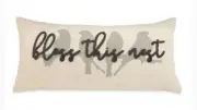 Mud Pie Home Bless This Nest Bird Mini Hooked Tufted Throw Pillow 9” x 20”-NEW
